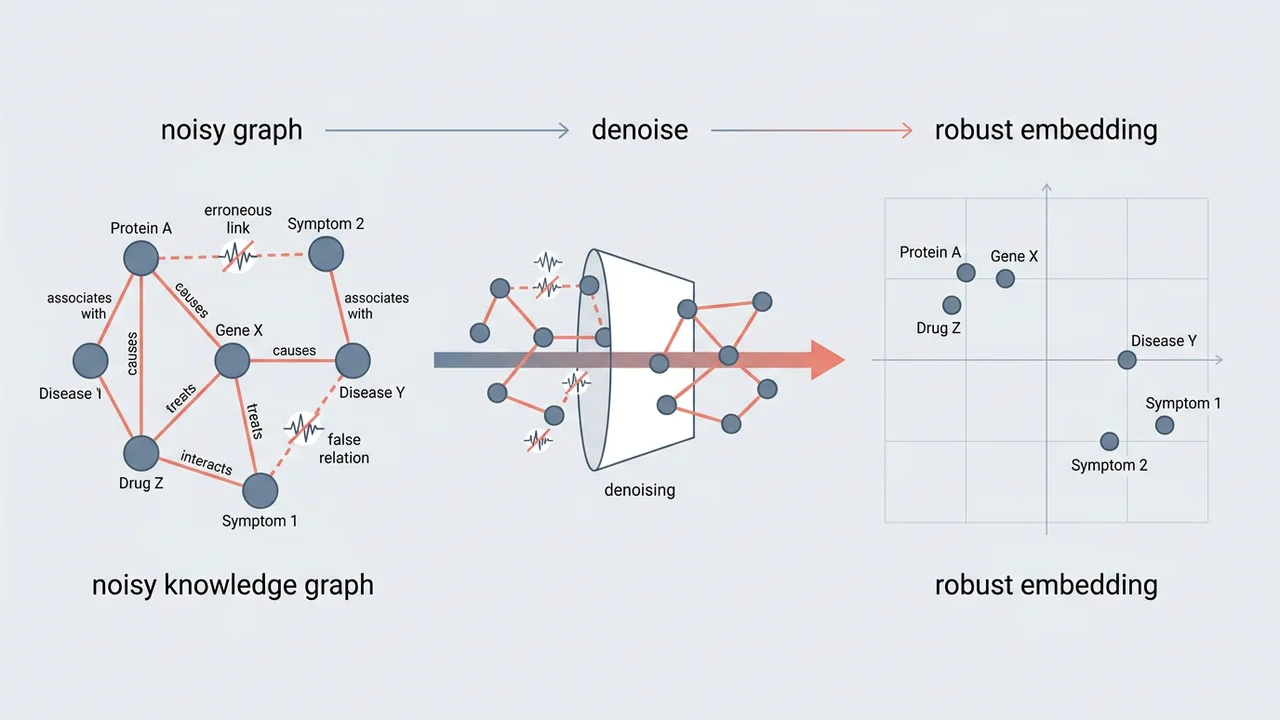 Noisy knowledge graph denoised into a robust embedding