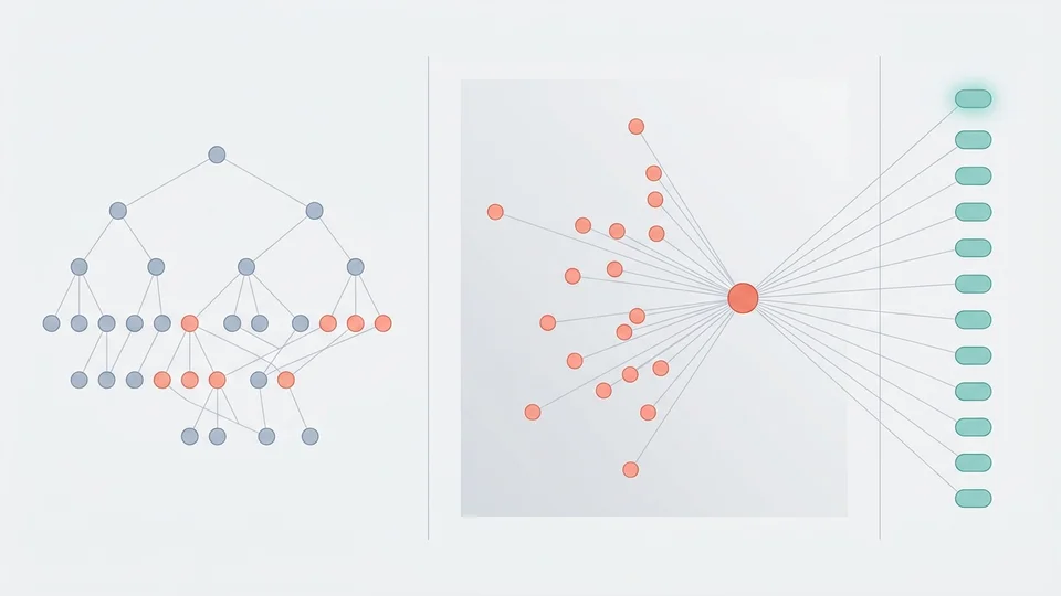 Schematic of inductive gene-disease prediction: a phenotype ontology graph, a latent space aggregating phenotypes into a disease representation, and a ranked column of candidate genes