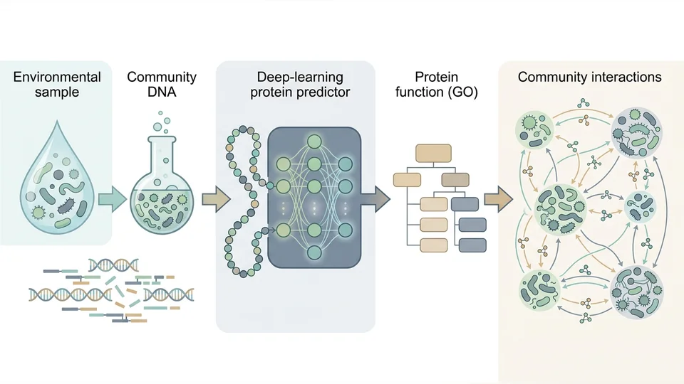 Computational methods for functional metagenomics: from protein functions to multi-scale interactions — research illustration